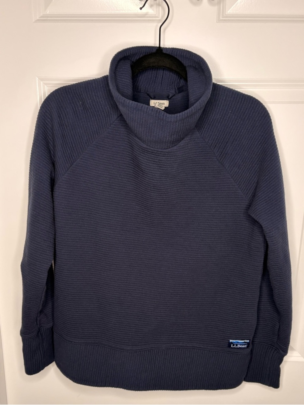 L.L. Bean Turtleneck Pullover Women Medium Blue Textured Knit Cozy Sweatshirt